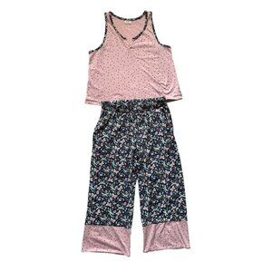 Pact Pajama Set Women Large L Top Pants Organic Cotton dragonfly butterfly pink
